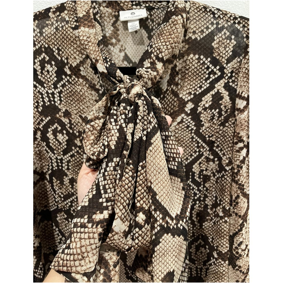 ALTUZARRA Python Print Georgette Bow Blouse - Picture 7 of 9
